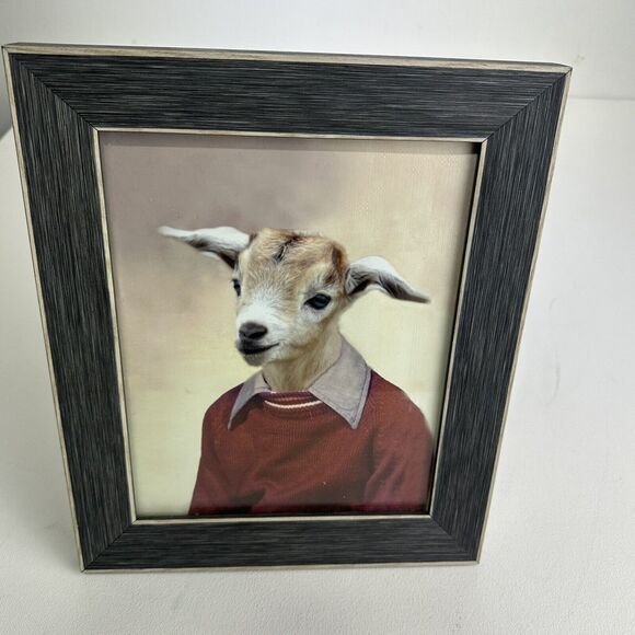 goat in sweater artwork picture frame Home Decor Wall Hanging - Picture 1 of 8